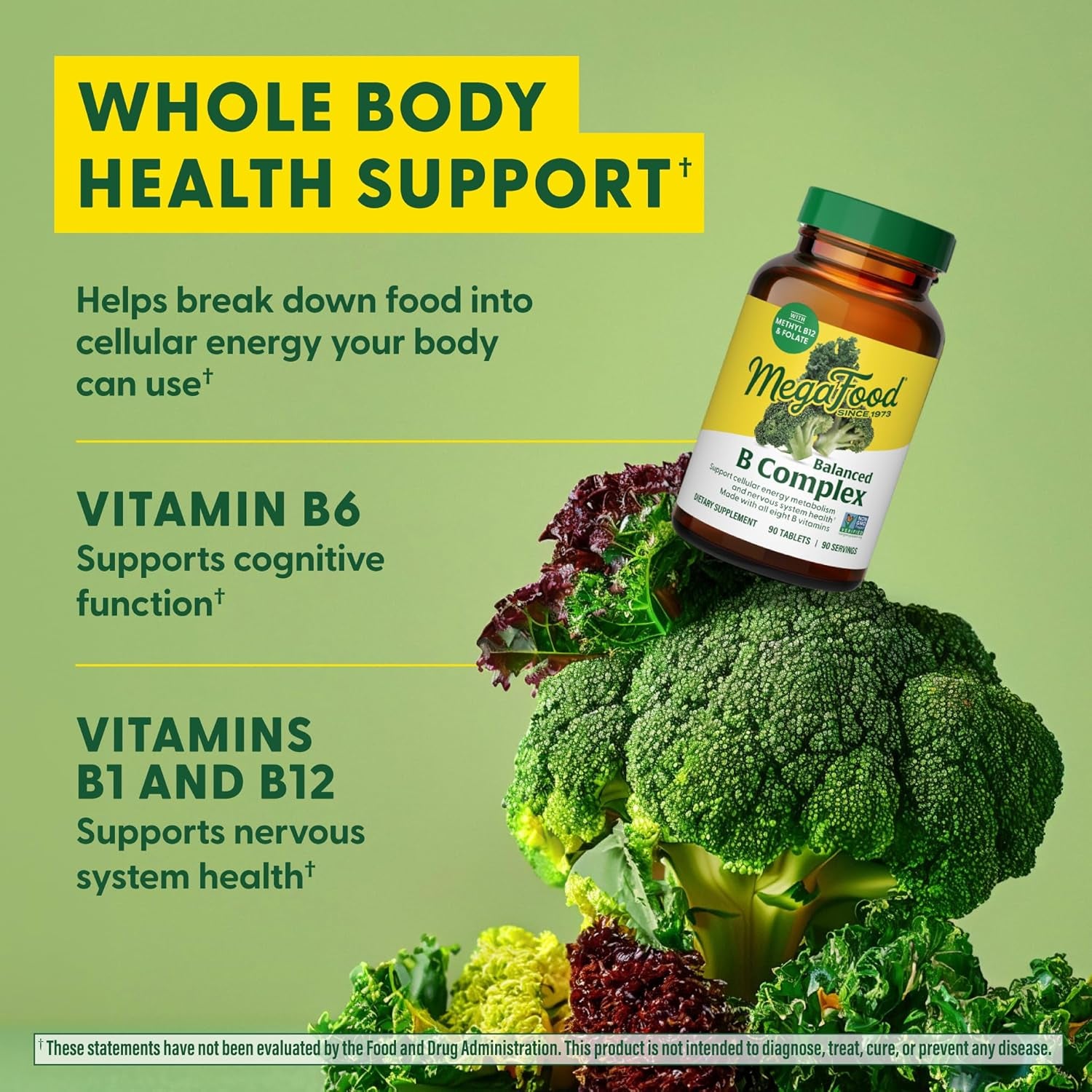 Megafood Balanced B Complex - B Complex Vitamin Supplement, 8 B Vitamins Including Vitamin B6, Vitamin B12, Folate, Biotin & More, Supports Cellular Energy Production, Vegan, Gluten Free - 30 Tablets