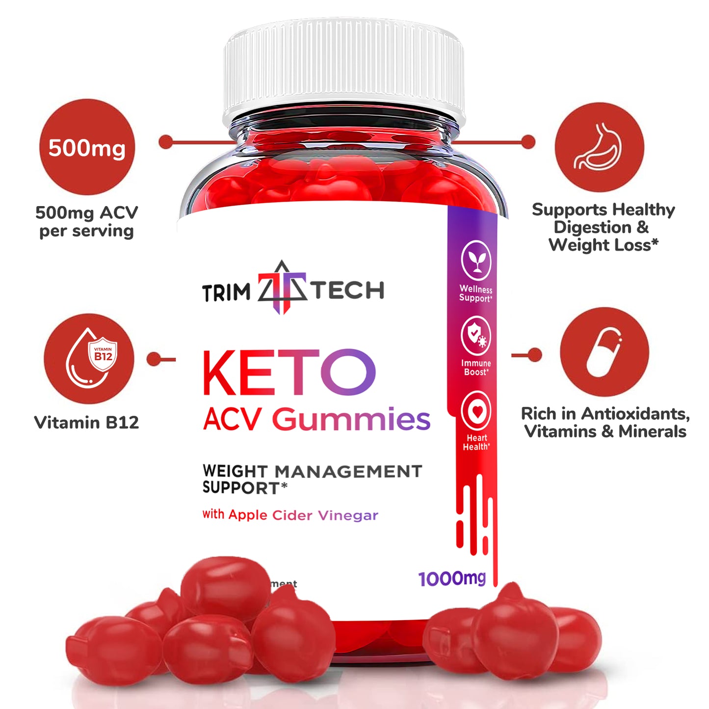 Trim Tech Keto Gummies - Trim Tech Keto ACV Gummies for Weight Loss (1 Pack)