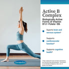 Euromedica Active B Complex - Supplement to Aid Heart Health with Bioactive B Vitamins - Supplement with Folate & Calcium - B Complex Capsules to Aid Nervous System Health & Function - 60 Capsules