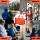 Expandable Travel Duffle Bag for Women Men, Lightweight Foldable Travel Tote Bags Gym Bag, Large Waterproof Carry on Weekender Overnight Bag with Wet Pocket for Workout, Fitness, Shopping Orange