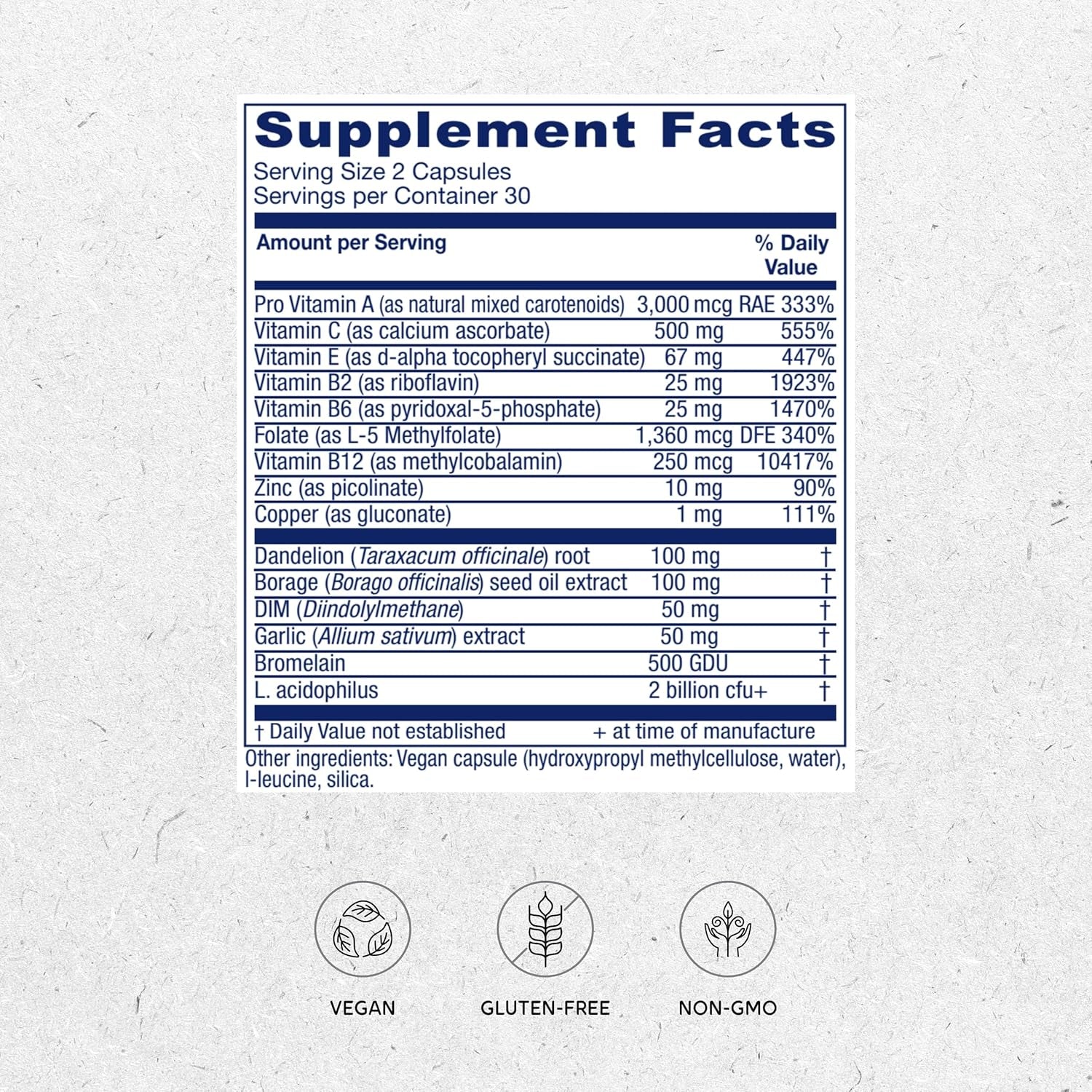 Vitanica OC Companion, Oral Contraceptive Support Supplement, Dandelion, Borage Seed Oil, DIM, Bromelain, Probiotic & More, Vegan/Vegetarian, 60 Capsules