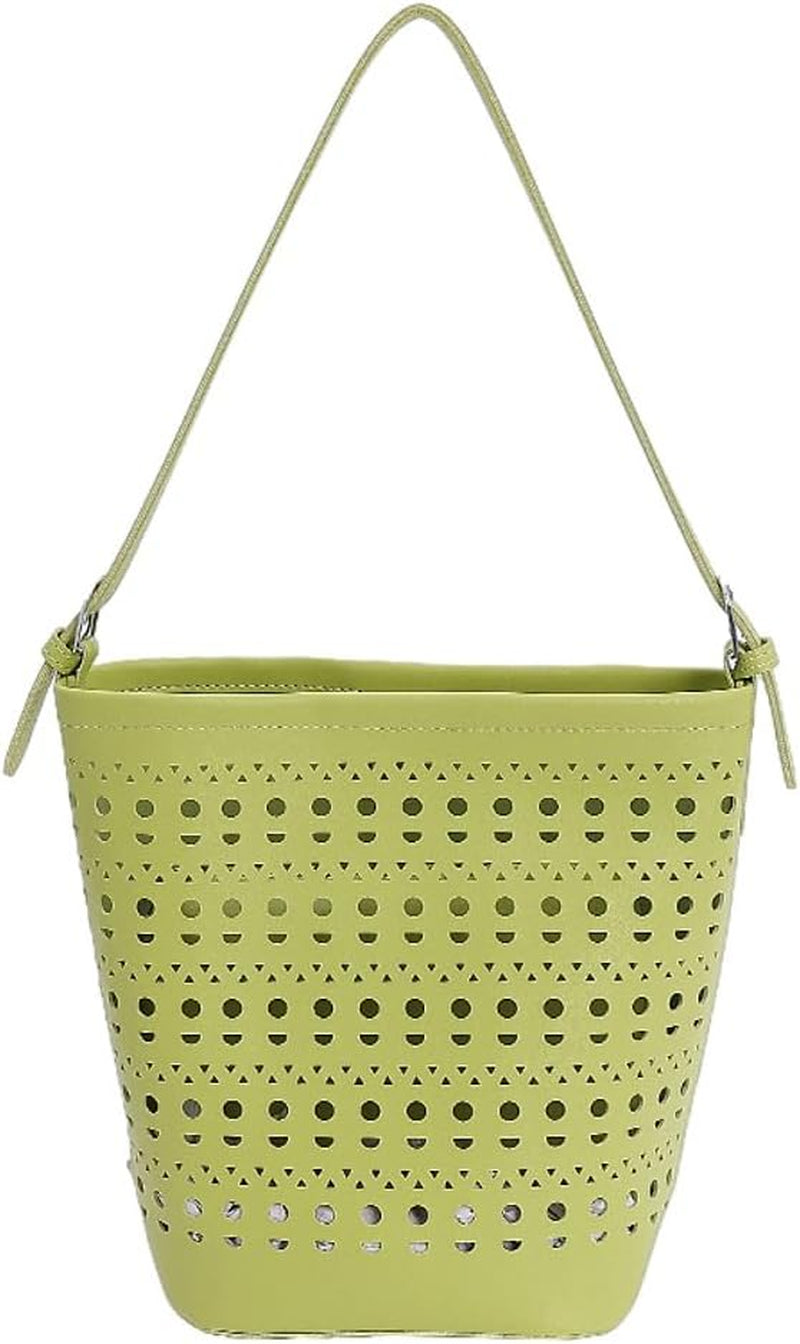 2 Pcs Slouchy Hollowed Hobo Bucket Bags Women PU Leather Underarm Shoulder Bag Crossbody Purse Beach Tote Handbag