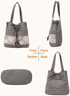 Women Printing Canvas Shoulder Bag Casual Handbags Purse Retro Tote