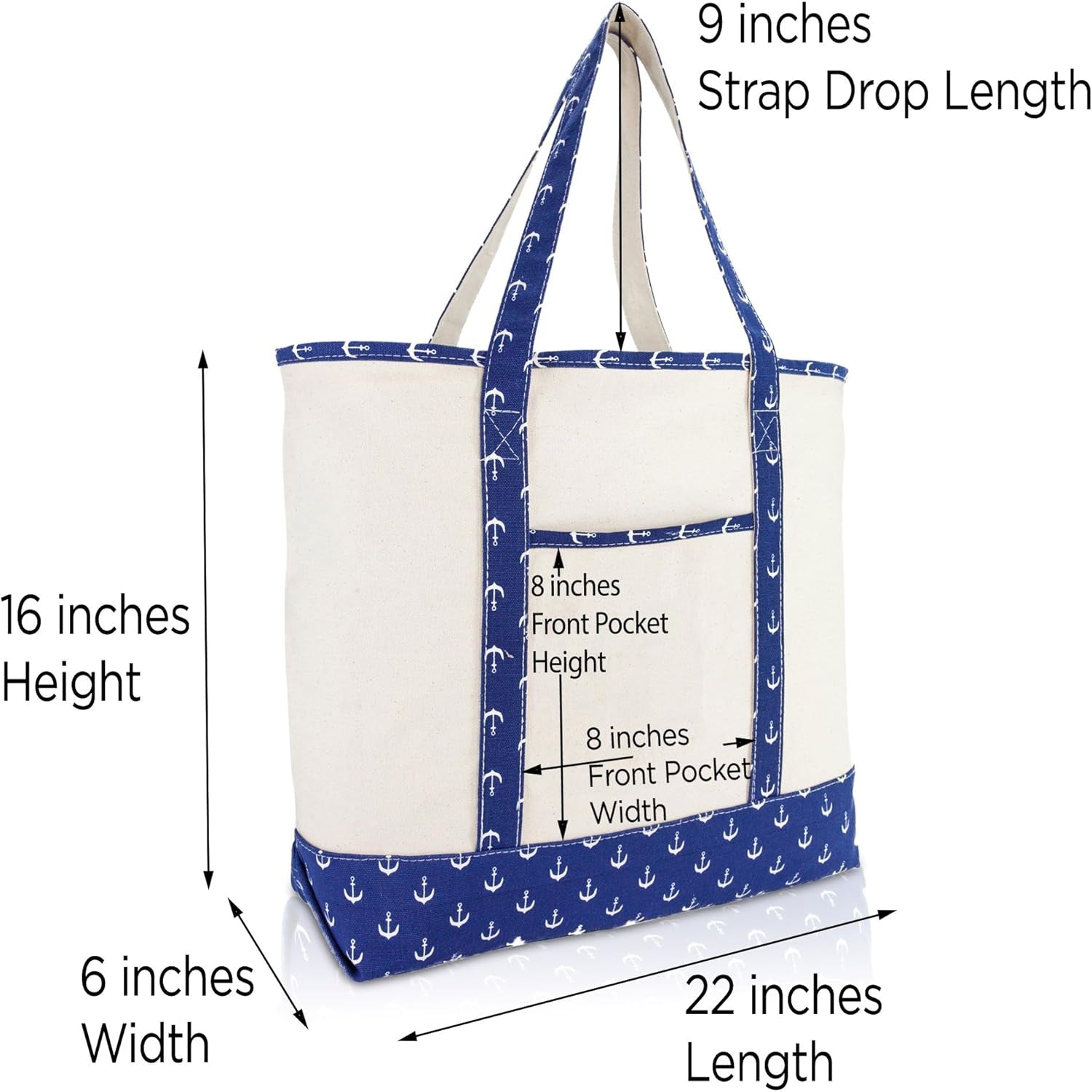 DALIX Large Tote Bag Shoulder Bags Personalized Gifts Ballent Blue Anchor a - Z