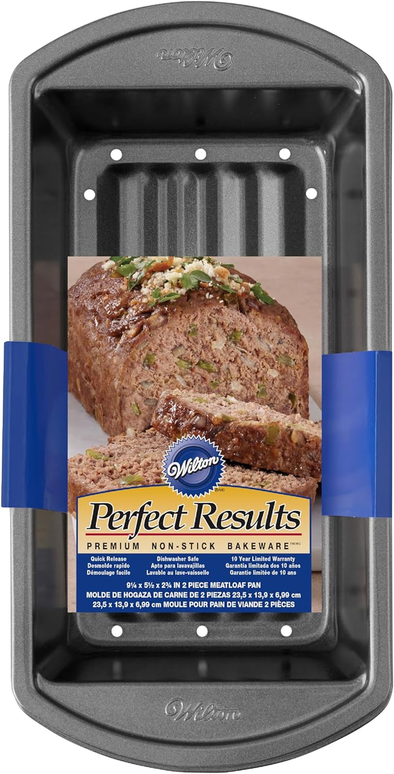 Wilton Perfect Results Premium Non-Stick Bakeware - Meatloaf Pan Set, Reduce the Fat and Kick up the Flavor, 2-Piece Set