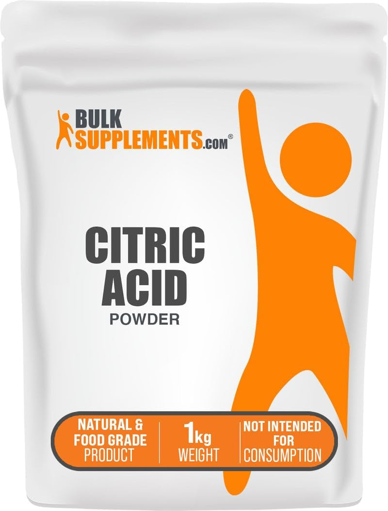 Bulksupplements.Com Citric Acid Powder - Citric Acid Food Grade, for Flavor Enhancer, & Cleaning, Citric Acid for Bath Bombs - Anhydrous & Gluten Free, 1Kg (2.2 Lbs) (Pack of 1)