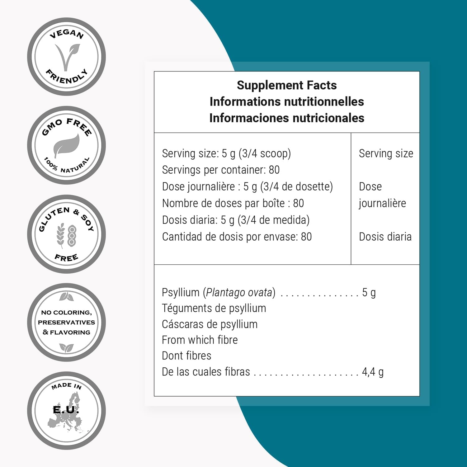 Supersmart - Psyllium Seed Husk - High Soluble Fibers to Support Gastro Intestinal Health | Non-Gmo & Gluten Free - 400G