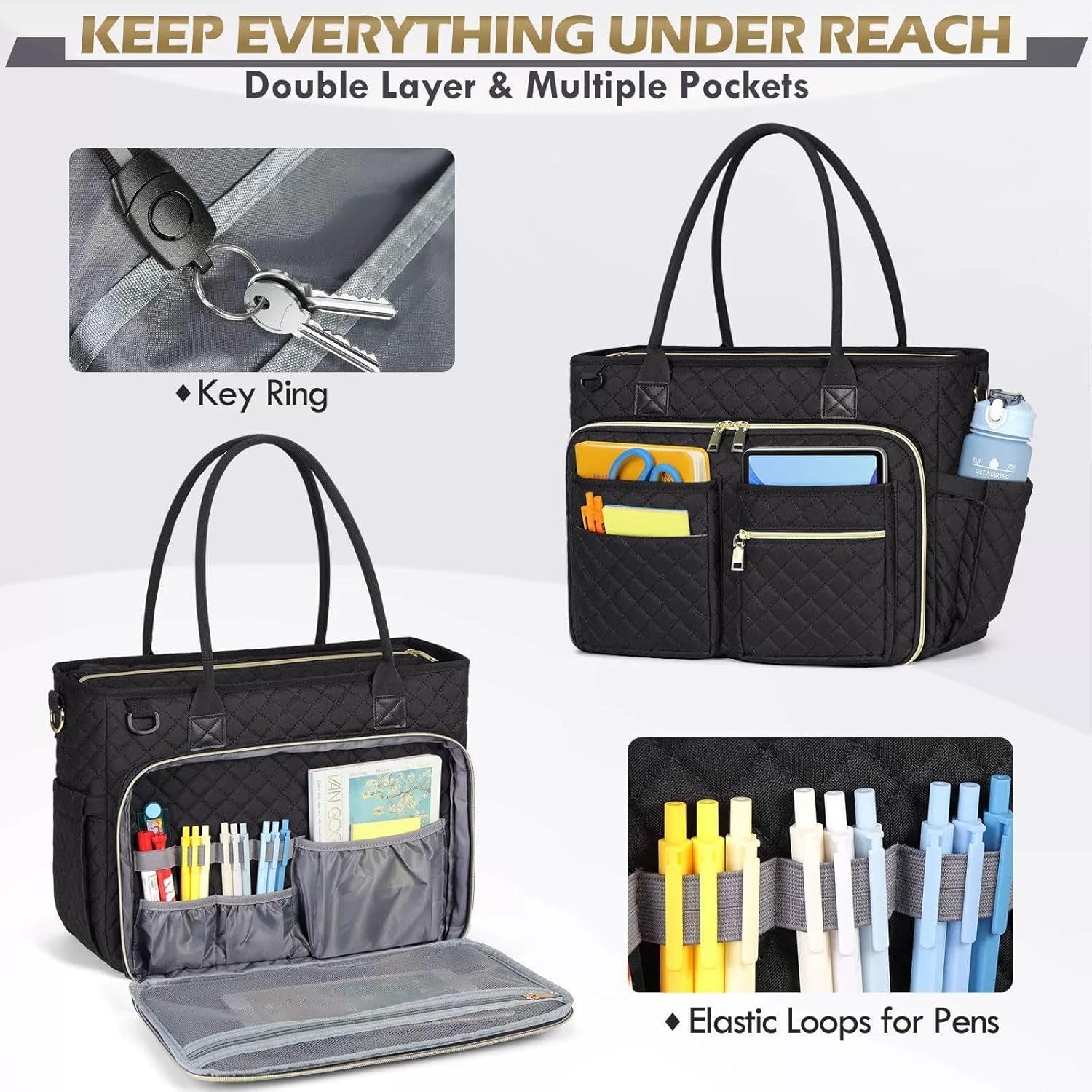 15.6" Women'S Laptop Tote Bag for Teachers & Nurses - Insulated Pocket Professional Work Bag - Messenger Briefcase for Office, College & Nursing