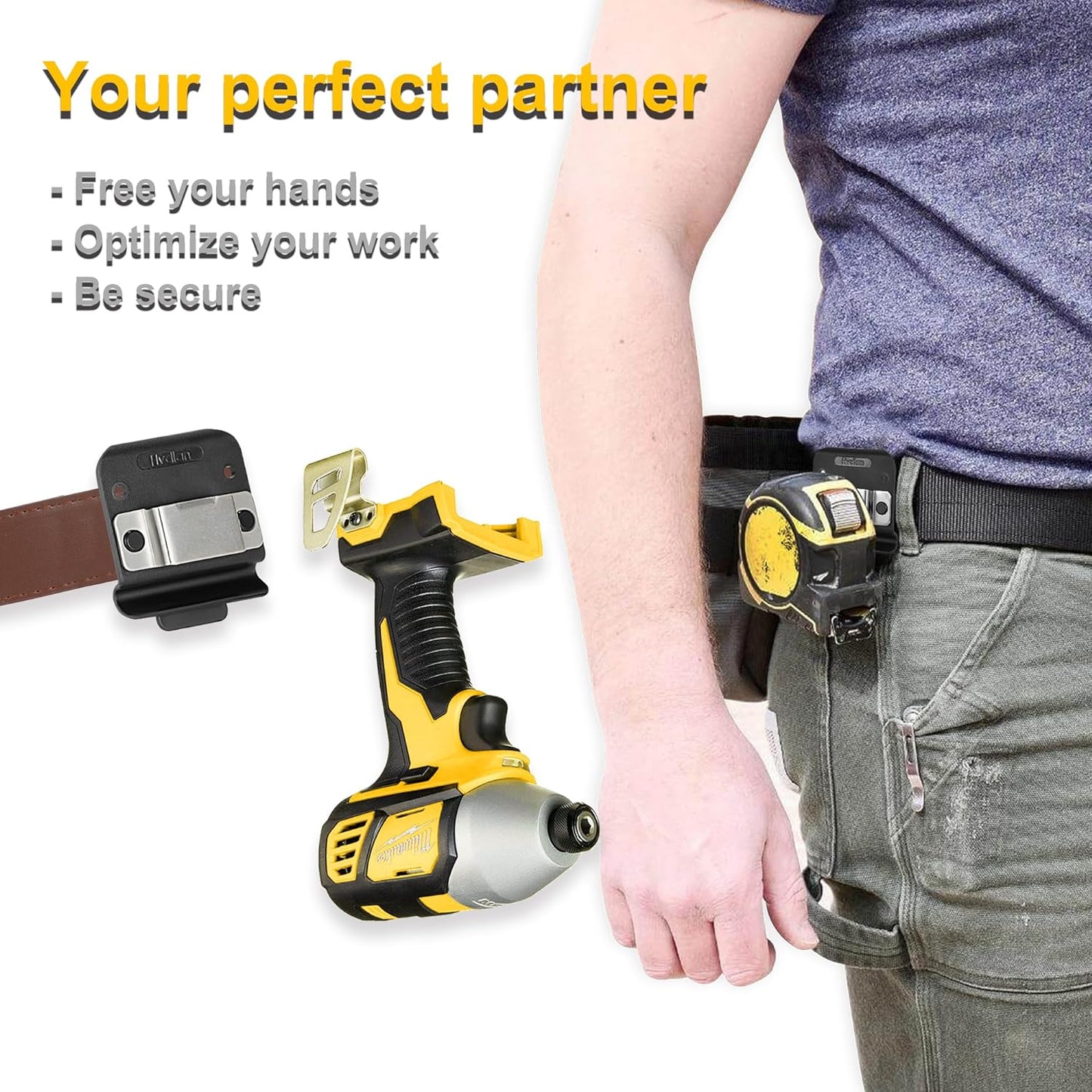 Tape Measure Holder, Tactical Tape Measuring Belt Clip, Drill Holster, Tool Belt with Belt Clip, Suitable for Measuring Tape Drill, Impact Driver Any Tape Holster with a Clip.