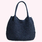 Women Straw Vintage Shoulder Tote Handbag Large Capacity Crochet Beach Travel Tote Handbag Hasp Closure Simple Weaving