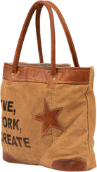 Upcycled Large Canvas Shoulder Bag or Canvas Tote Boho Handbag for Women