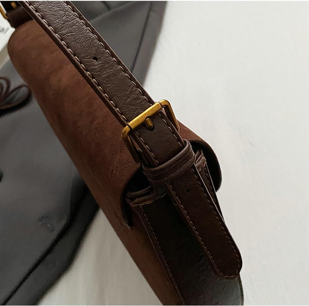 Slouchy Suede Saddle Bag Women Underarm Crescent Shoulder Hobo Bags Satchels Crossbody Purse Trendy Top-Handle Tote Handbag
