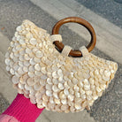 Summer Shell Purse Pearl Beaded Bag Sequin Clutch Purses for Women Handmade Evening Bag for Beach Wedding Party Vacation
