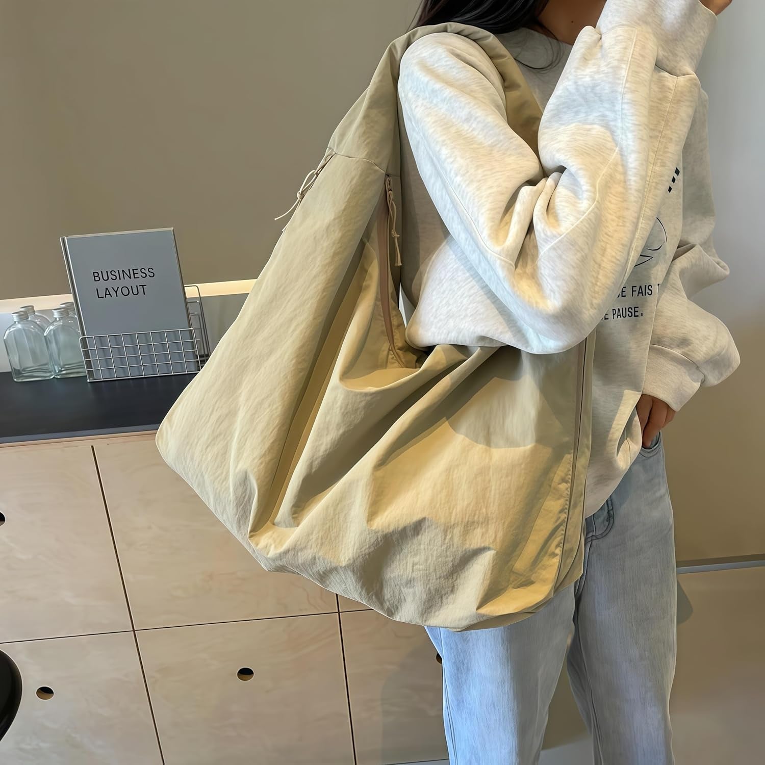 2025 New Women'S Solid Color Draped Tote Bag,Slouchy Hobo Bag for Women,Large Capacity Fashion Versatile Shoulder Bag
