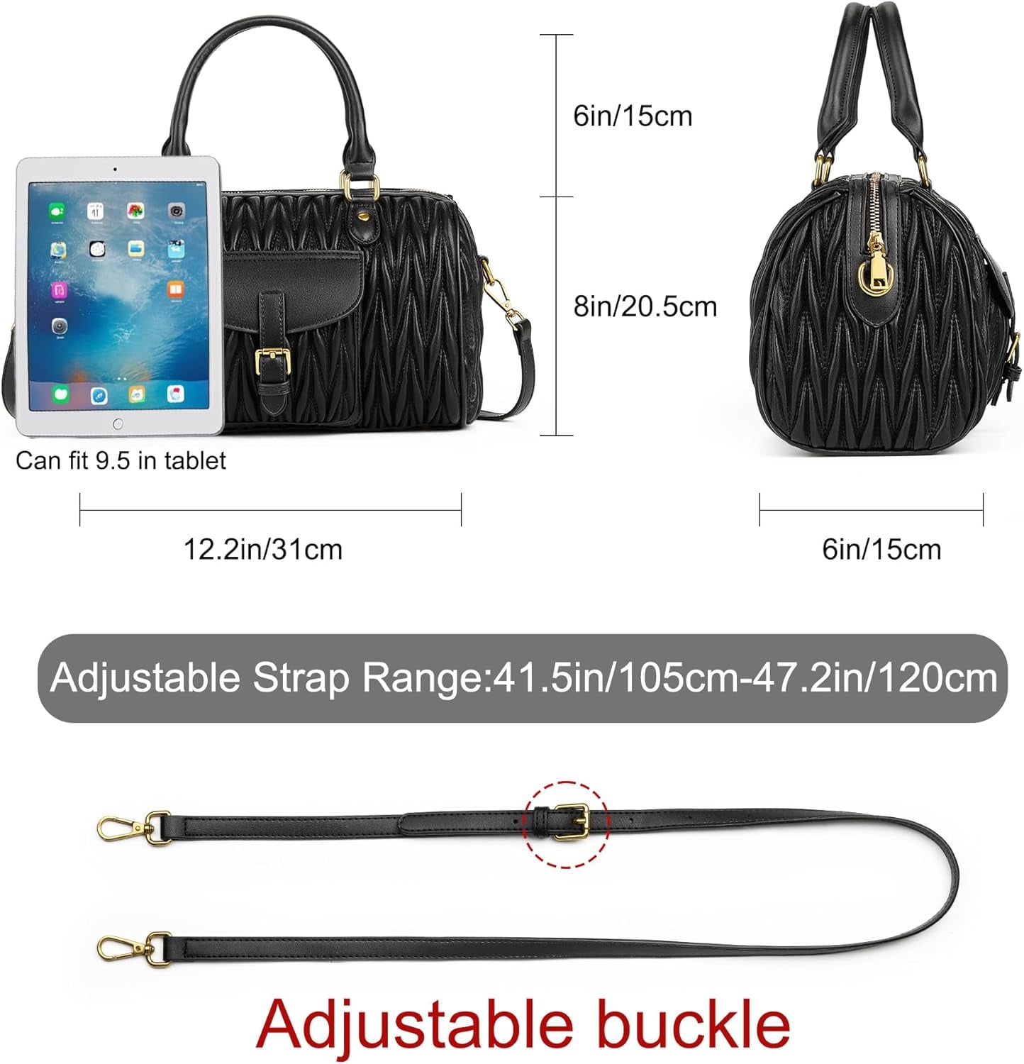 TIBES Vintage Barrel Bag for Women - Vegan Leather Purses and Handbags Satchel Bags for Women, Ladies Top Handle Handbags