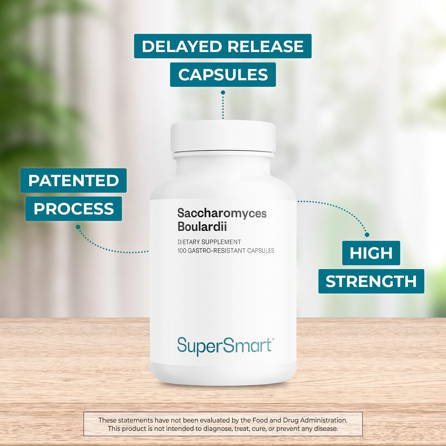 Supersmart - Saccharomyces Boulardii 20 Billion CFU per Day (High Strength) - Probiotic Supplement | Non-Gmo & Gluten Free - 100 Delayed Release Capsules