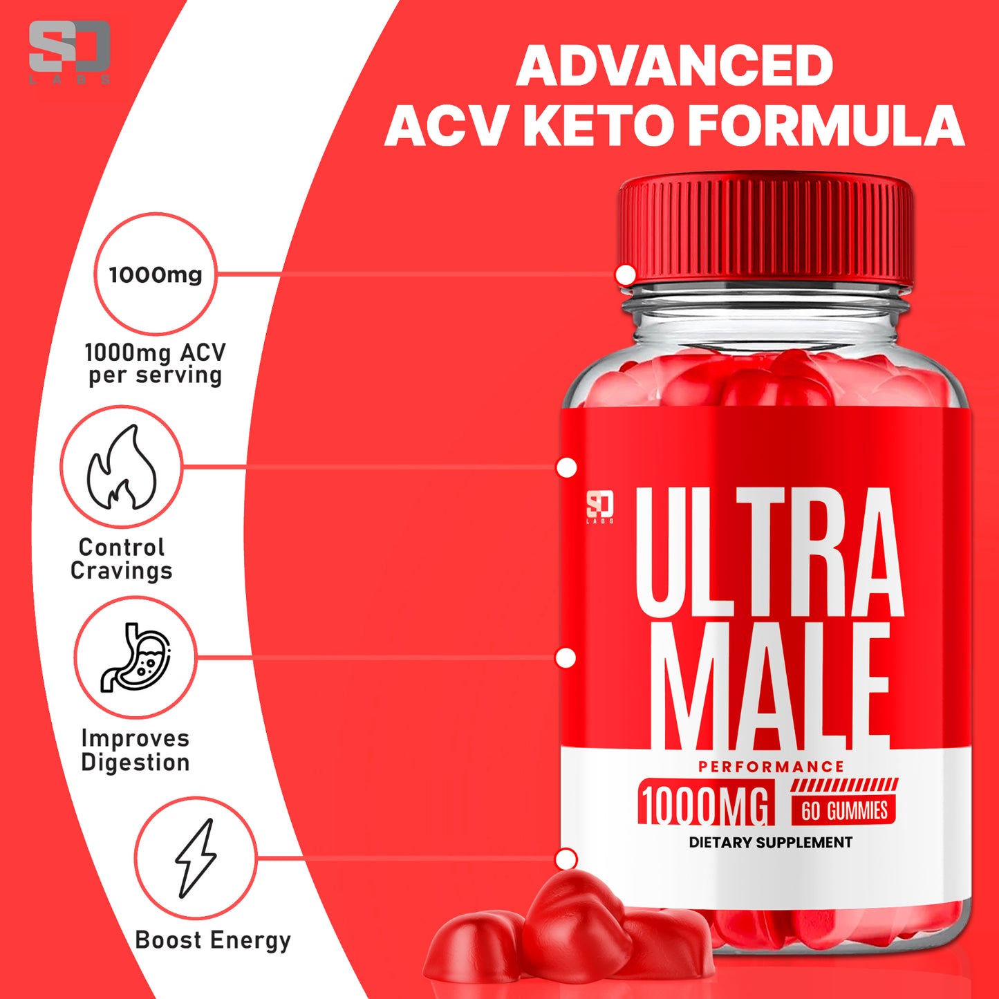 Ultra Male Advanced Gummies - Enhance Vitality and Performance (2 Pack)