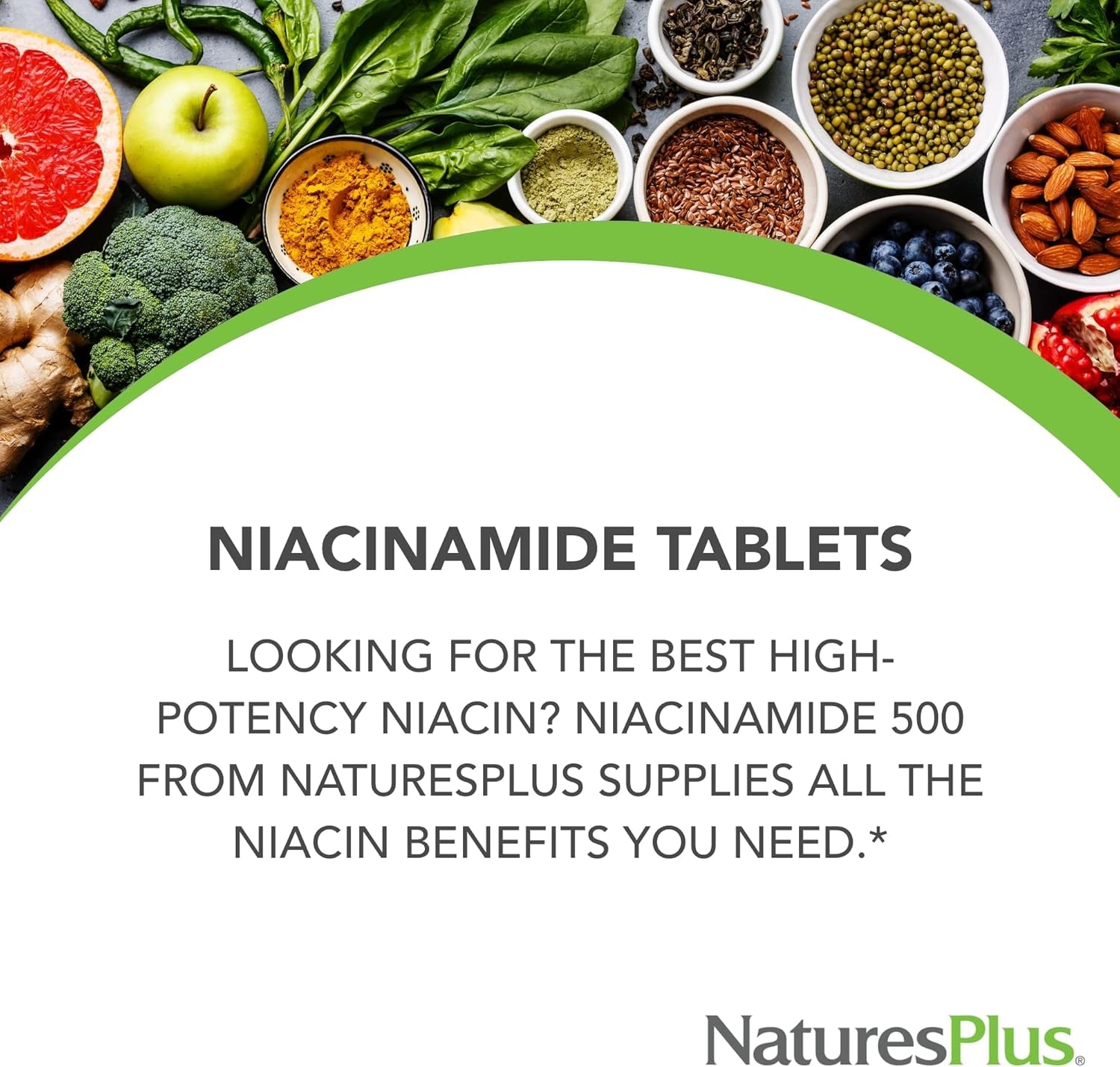 Naturesplus Niacinamide - 500 Mg, 90 Tablets - High Potency Vitamin B3 Supplement - Vegetarian, Gluten Free - 90 Servings