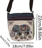 2Pcs Vintage Elephant Embroidery Handbag Crossbody Bag, Personality Women Knitted Tote Shoulder Purse Canvas Bag