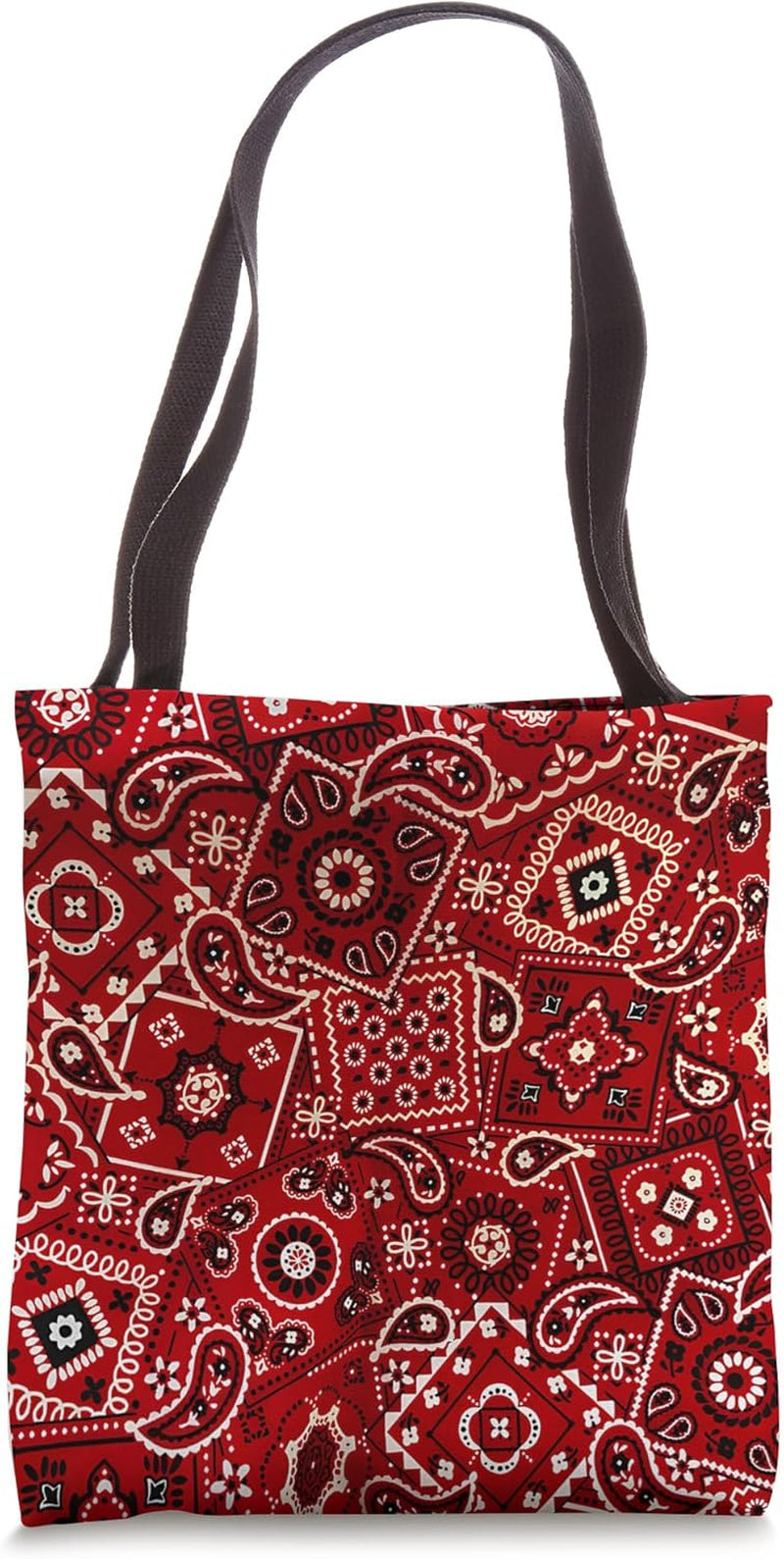 Aesthetic Art Design Red Western Ornate Bandana Pattern Tote Bag