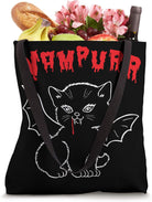 Vampire Kitten Vampurr with Bat Wings, Fangs and Blood Drip Tote Bag