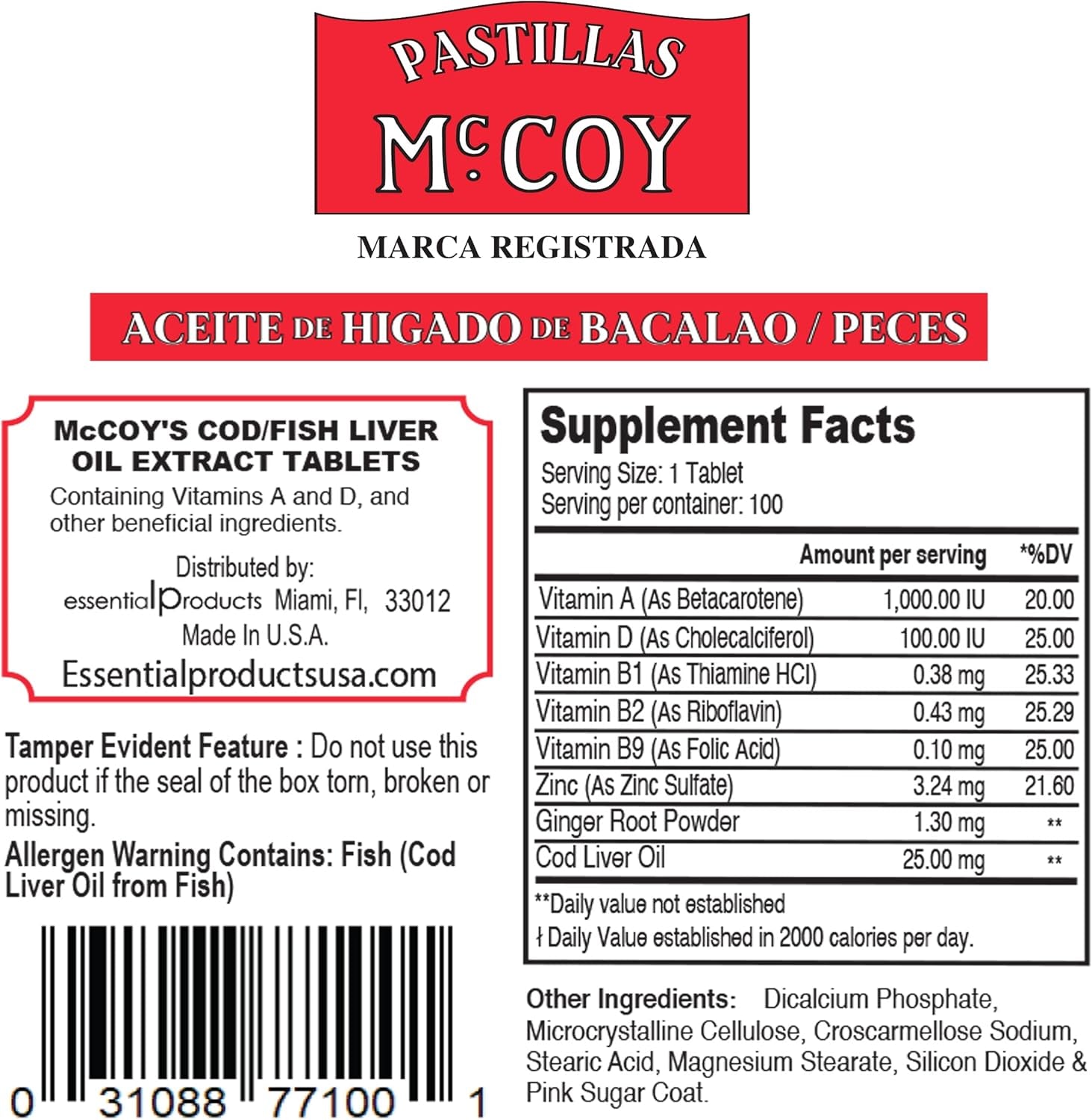 Mccoy Cod/Fish Liver Oil Extract Tablets 40