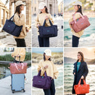 Expandable Travel Duffle Bag for Women Men, Lightweight Foldable Travel Tote Bags Gym Bag, Large Waterproof Carry on Weekender Overnight Bag with Wet Pocket for Workout, Fitness, Shopping Orange