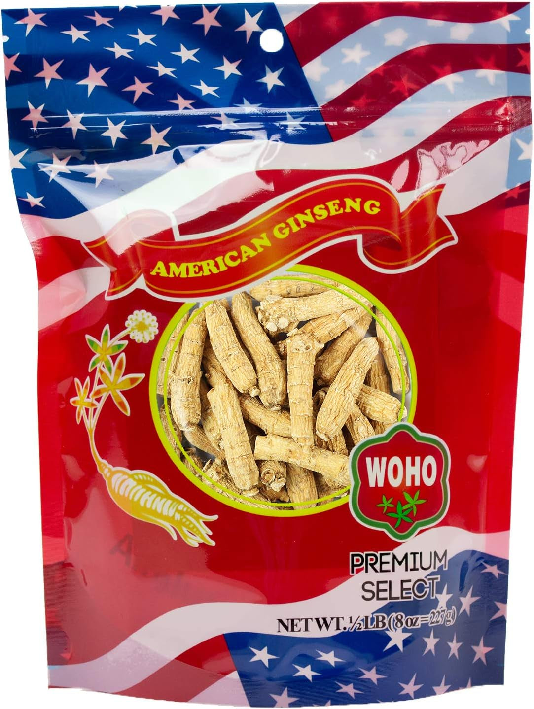 Woohoo Natural WOHO American Ginseng #133.8 Half Short Small 8Oz Bag