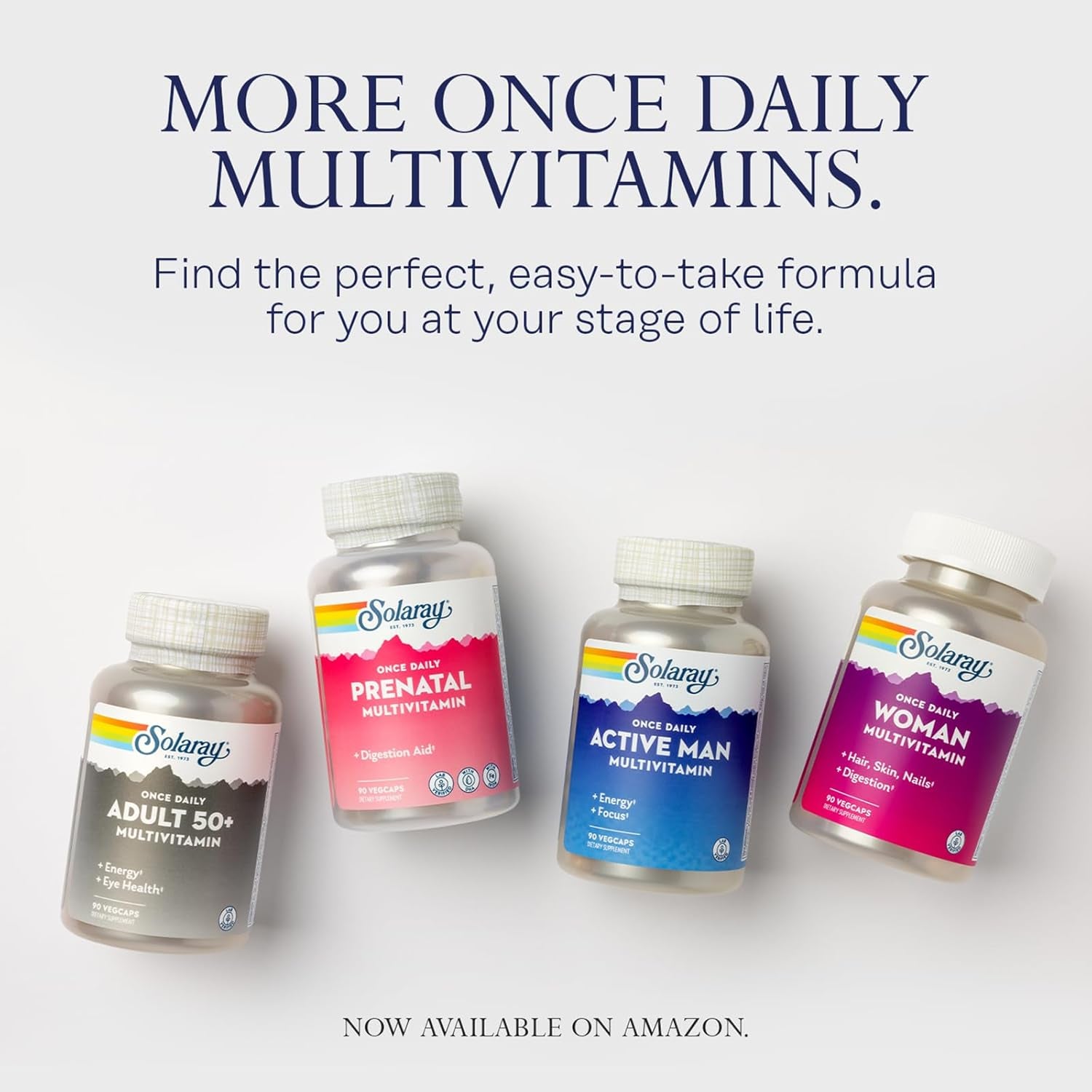 SOLARAY Once Daily High Energy Multivitamin, Immune System and Energy Support, Whole Food and Herb Base Ingredients, Men’S and Women’S Multi Vitamin, 60 Servings, 60 Vegcaps