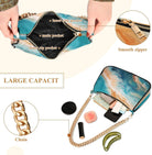 Shoulder Bags for Women Teal Green Turquoise Orange Marble Hobo Tote Handbag Small Clutch Purse with Zipper Closure