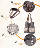 Women Printing Canvas Shoulder Bag Casual Handbags Purse Retro Tote