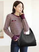 Women'S Handbag Shoulder Bag Lychee Top Handle Purse with Detachable Leather Tote Strap 2025