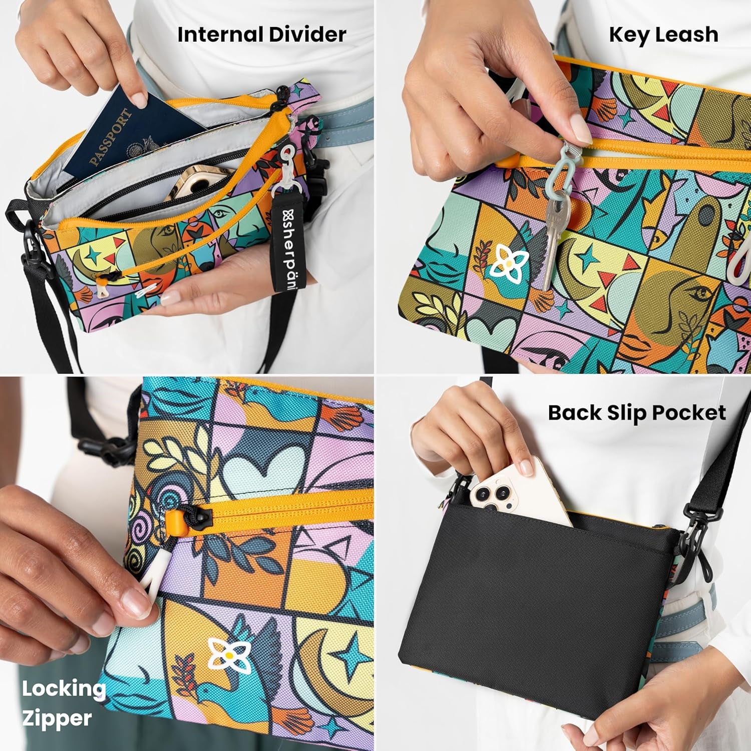 Sherpani Zoom, Small Crossbody Purse, Nylon Crossbody Bag, Lightweight Cross Body Bag, Sleek Dual Pouch, Purses for Women