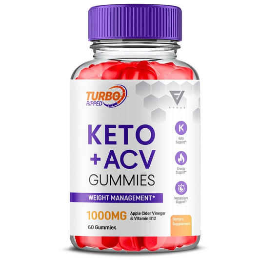 Turbo Ripped Keto + ACV Gummies Maximum Strength Formula Supplement (60 Gummies)