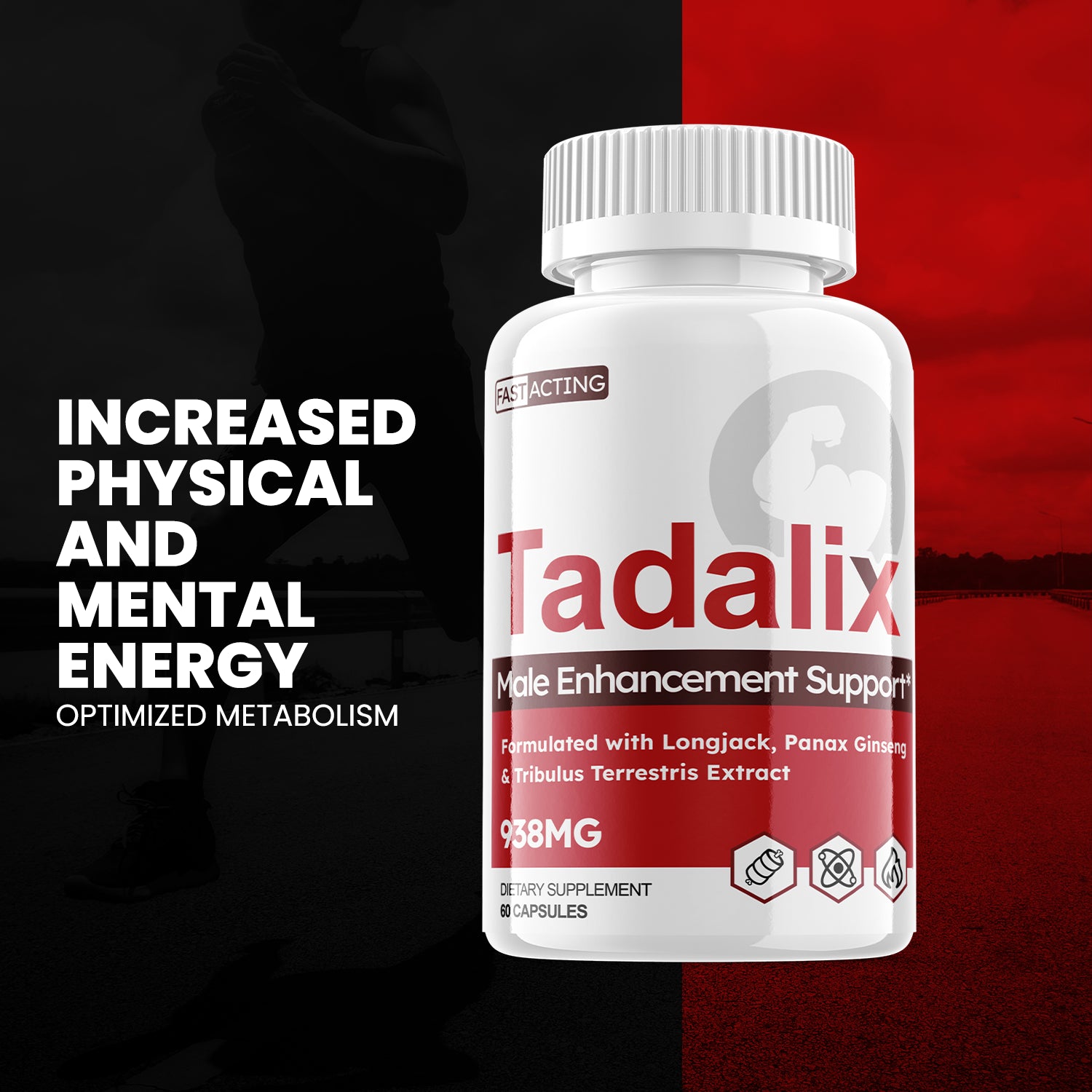 Tadalix-Red - Male Virility - 3 Bottles - 180 Capsules