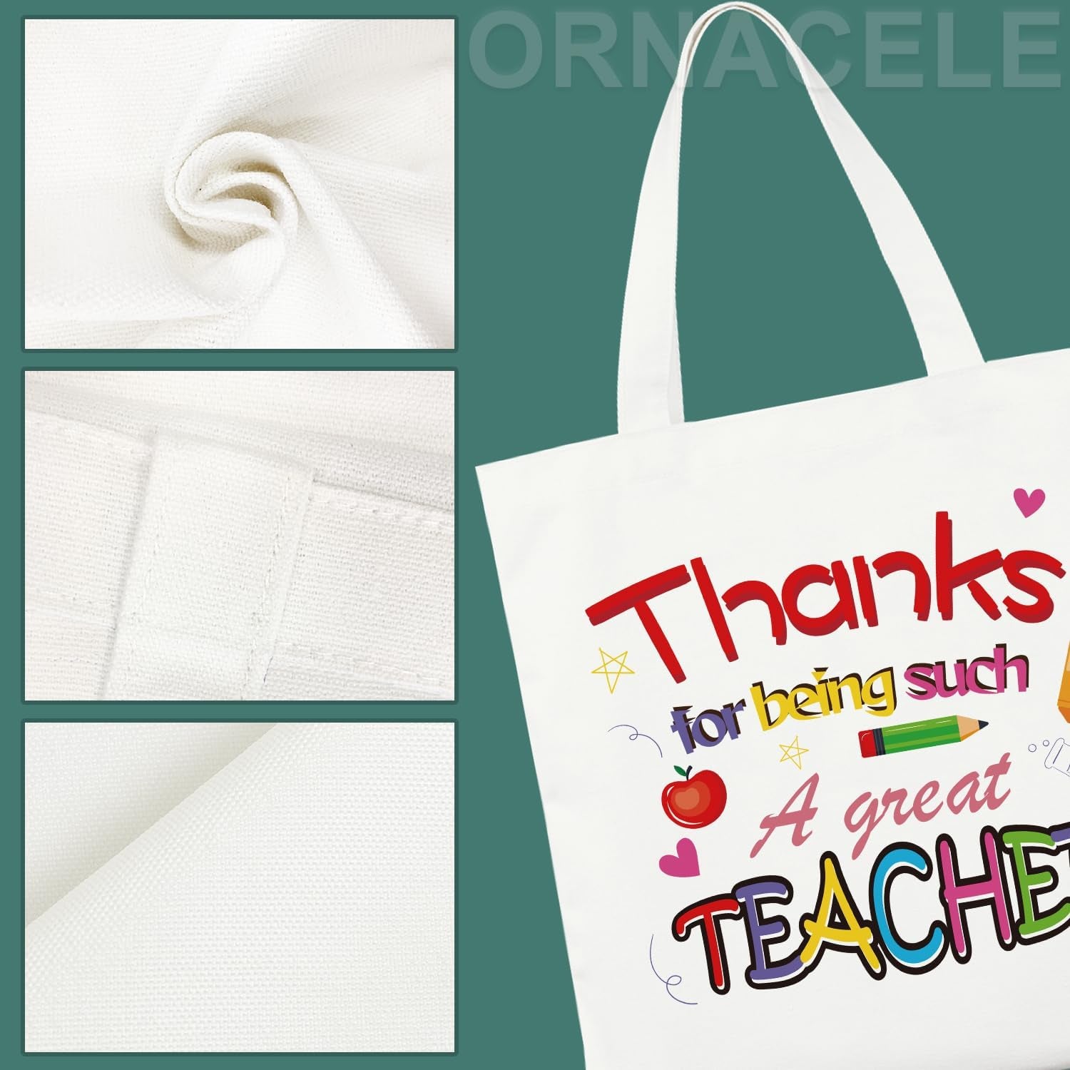 10PCS Teacher Appreciation Basket Bags, Canvas Tote Bags for Students Carrying Thank You Teacher Gift Container with Handle