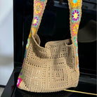 Women'S Boho Embroidery Crossbody Bag Hollow Out Crochet Knit Shoulder Bag Knited Bag Handbag Summer Beach Tote