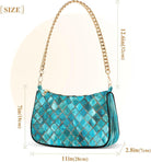 Shoulder Bags for Women Turquoise Blue Hobo Tote Handbag Small Clutch Purse with Zipper Closure