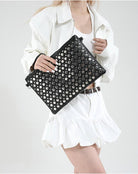 Y2K Crescent Crossbody Purse Women 90S PU Leather Trendy Studded Shoulder Satchels Hobo Bags Punk Underarm Tote Handbag