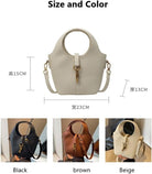 Women Bucket Bags PU Leather Hobo Bag Fashion Shoulder Crossbody Vintage Tote Small Handabg Purse (Beige, W23*H15*D13 Cm)