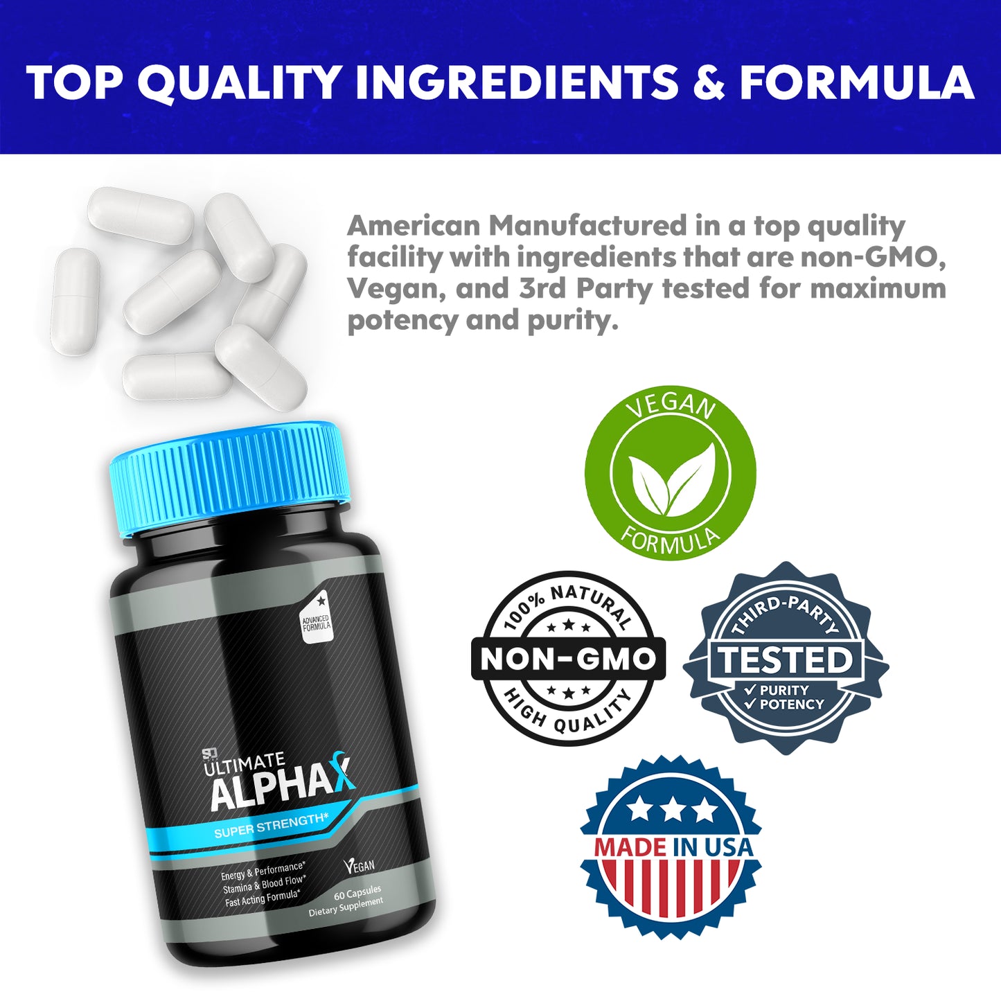 Ultimate Alpha X Super Strength Supports Energy and Performance 60 Capsules