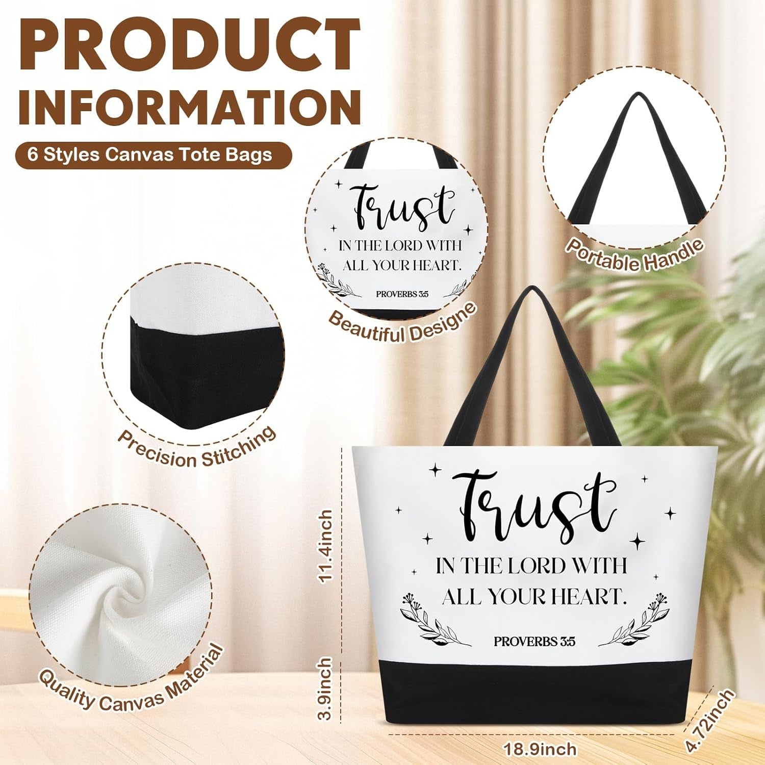 12 Pcs Christian Canvas Tote Bags with Religious Makeup Bags for Women Inspirational Gifts for Xmas Women Mothers Church Teacher Birthday