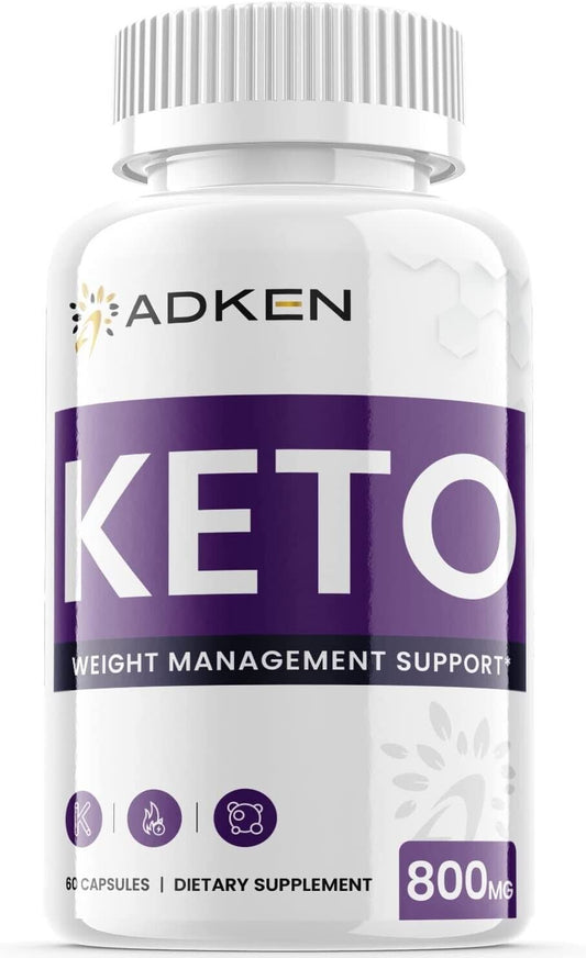 (1 Pack) Adken Keto Pills - Support Weight Loss & Fat Burn, Vegan - 60 Capsules