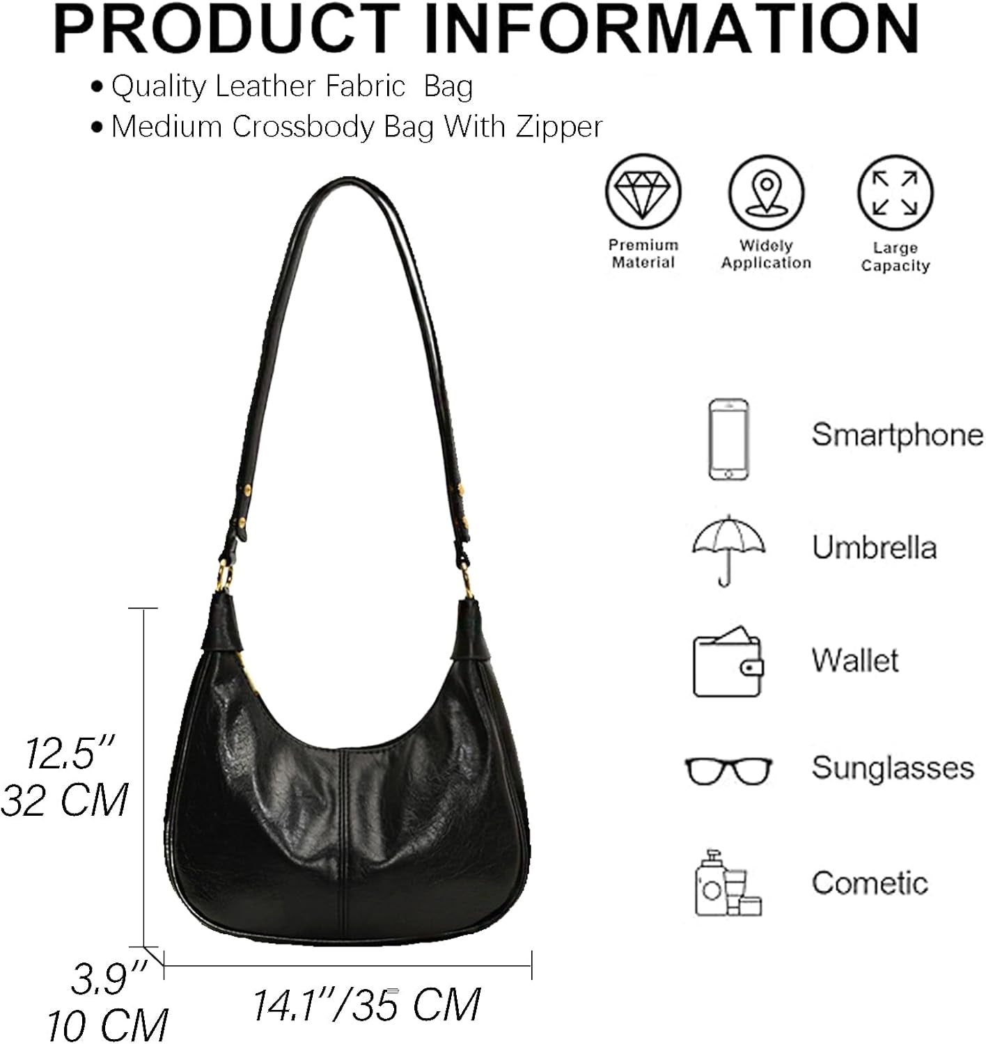 Crescent Hobo Bags Retro Crossbody Bag Vegan Leather Shoulder Purse Soft Cute Handbag for Women