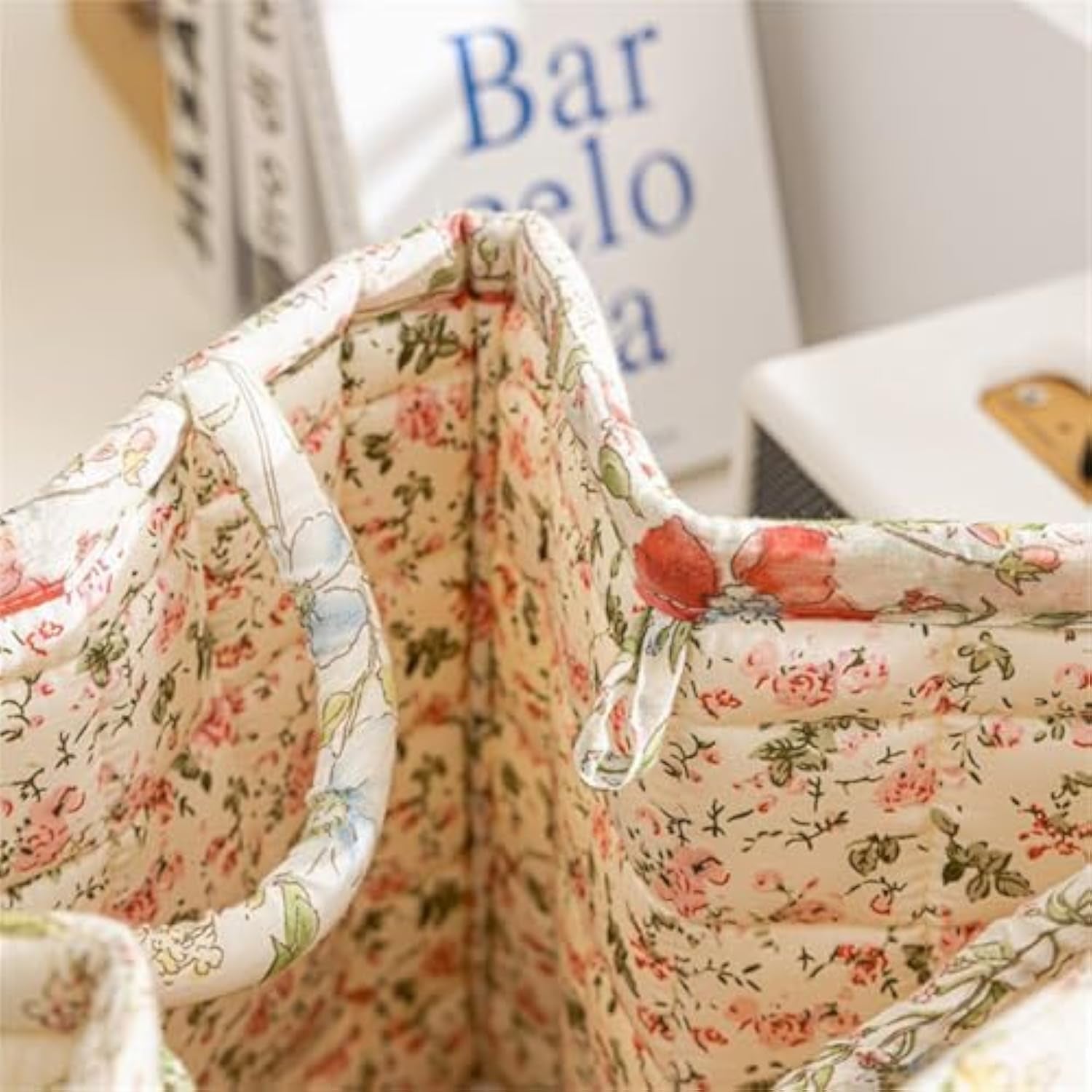 Boho Fabric Storage Basket, Square-Shaped Tote Bag with Compartments, Waterproof Beach and Travel Essentials Quilted Nurse Travel Bag for Women, Perfect for Shopping/Travel/Bedroom (#7)
