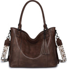 VASCHY Hobo Bag for Women, Leather Tote Bag Purse with Zipper Guitar Strap