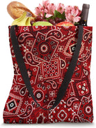 Aesthetic Art Design Red Western Ornate Bandana Pattern Tote Bag