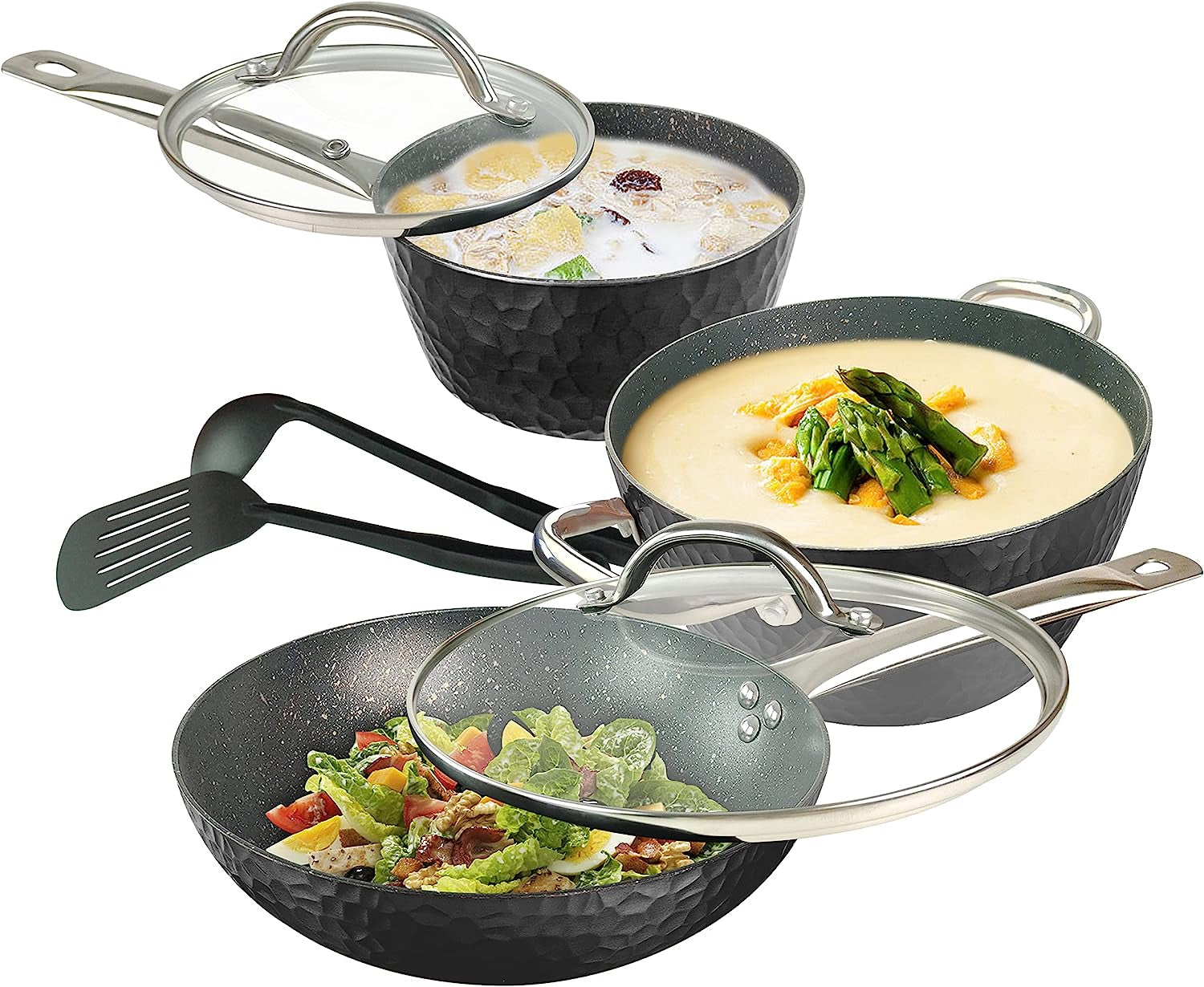 7 Piece Non Stick Cookware Set, Pots, Pans Nonstick Coating, Includes Fry Pans, Stock Pots, Sauce Pan, Etc, Pots and Pans Set Dishwasher Safe(Copper)