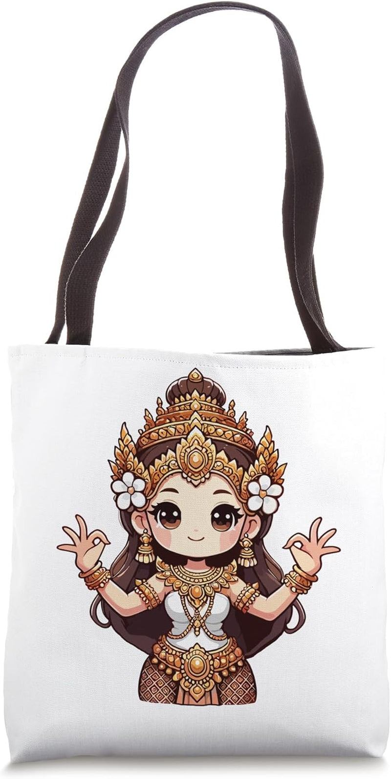 Cambodian Apsara Chibi Art Traditional Khmer Dancer Tote Bag