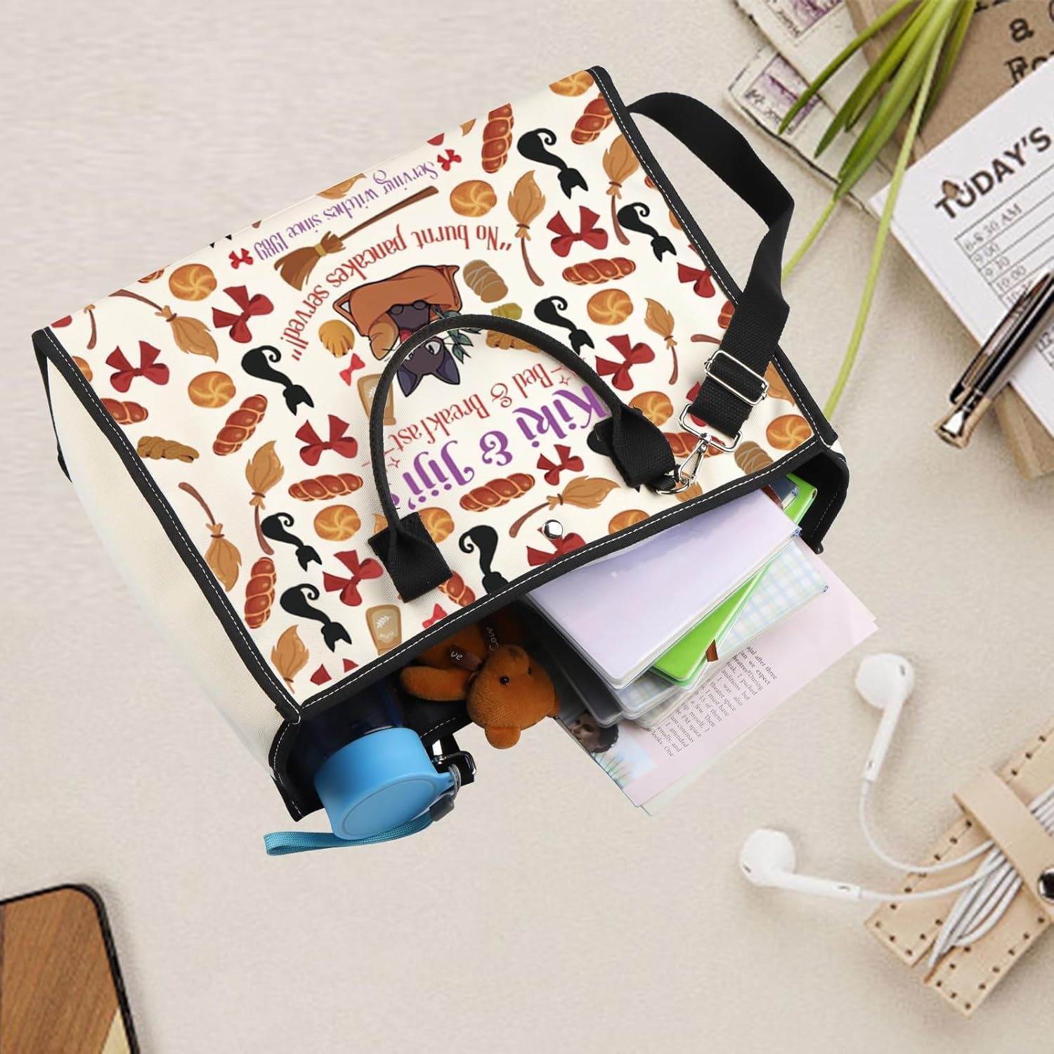 FOTAP Kiki'S Anime Lover Gift Kiki&Jiji’S Bed and Breakfast Inspire Tote Bag Black Cat Lover Handbag Animated Movie Gift